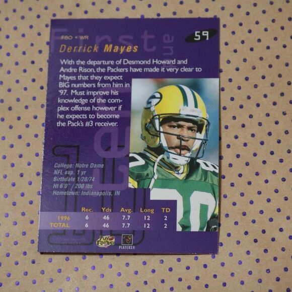 Derrick Mayes #59 Football Card - Picture 2 of 2